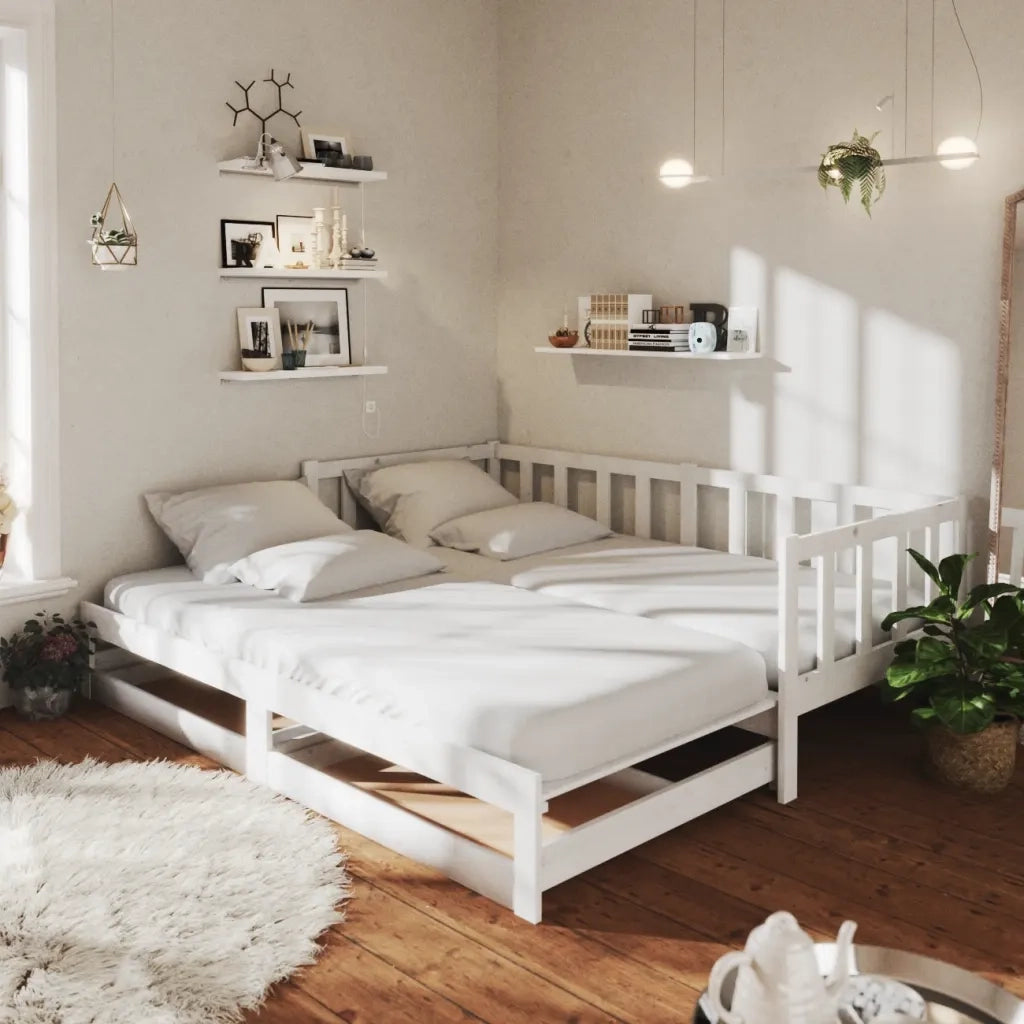 Dormeuse Estraibile 2x(90x200) cm Bianca in Massello di Pino cod mxl 64564