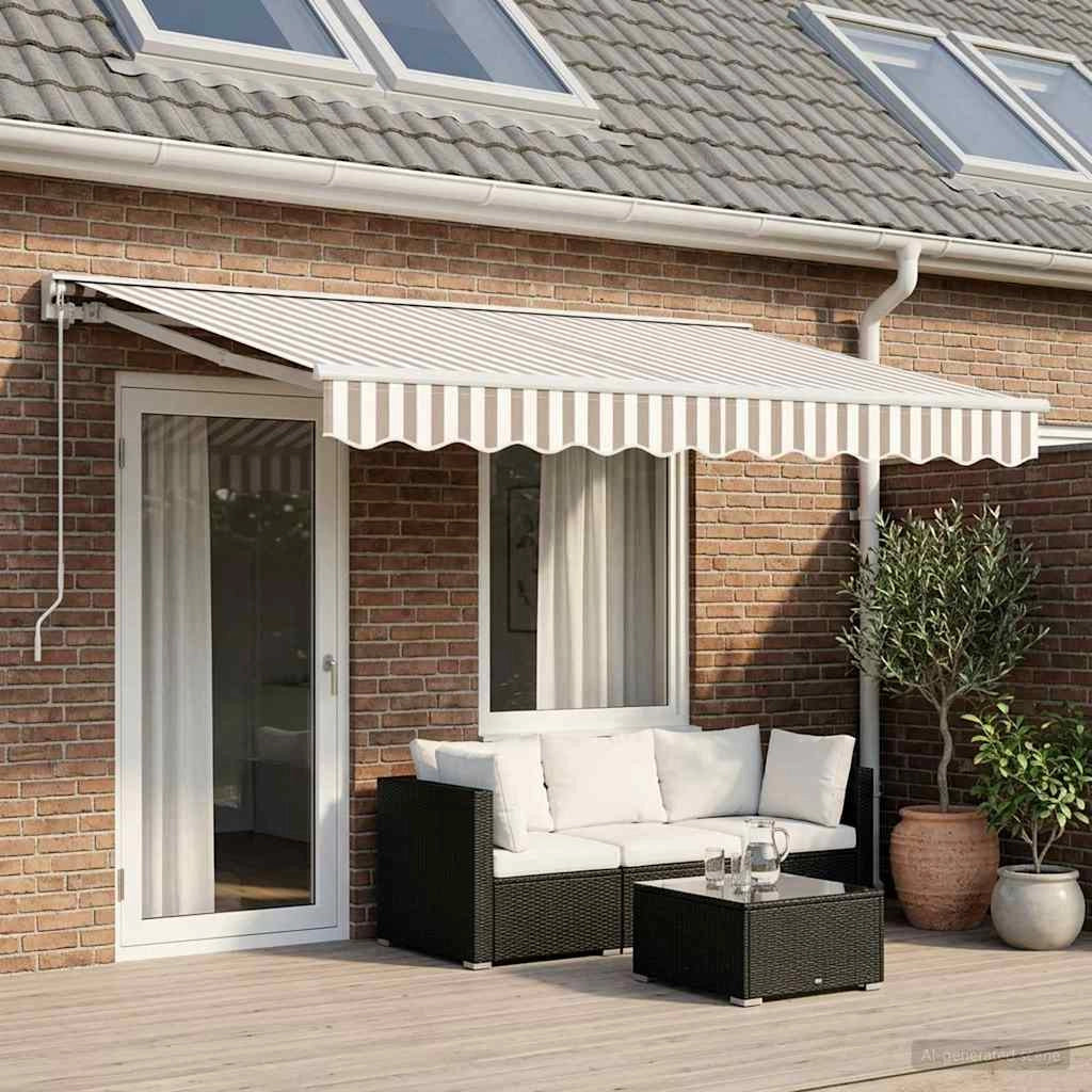 Tenda retrattile manuale Grigio chiaro e bianco 4 × 3 m 3426087