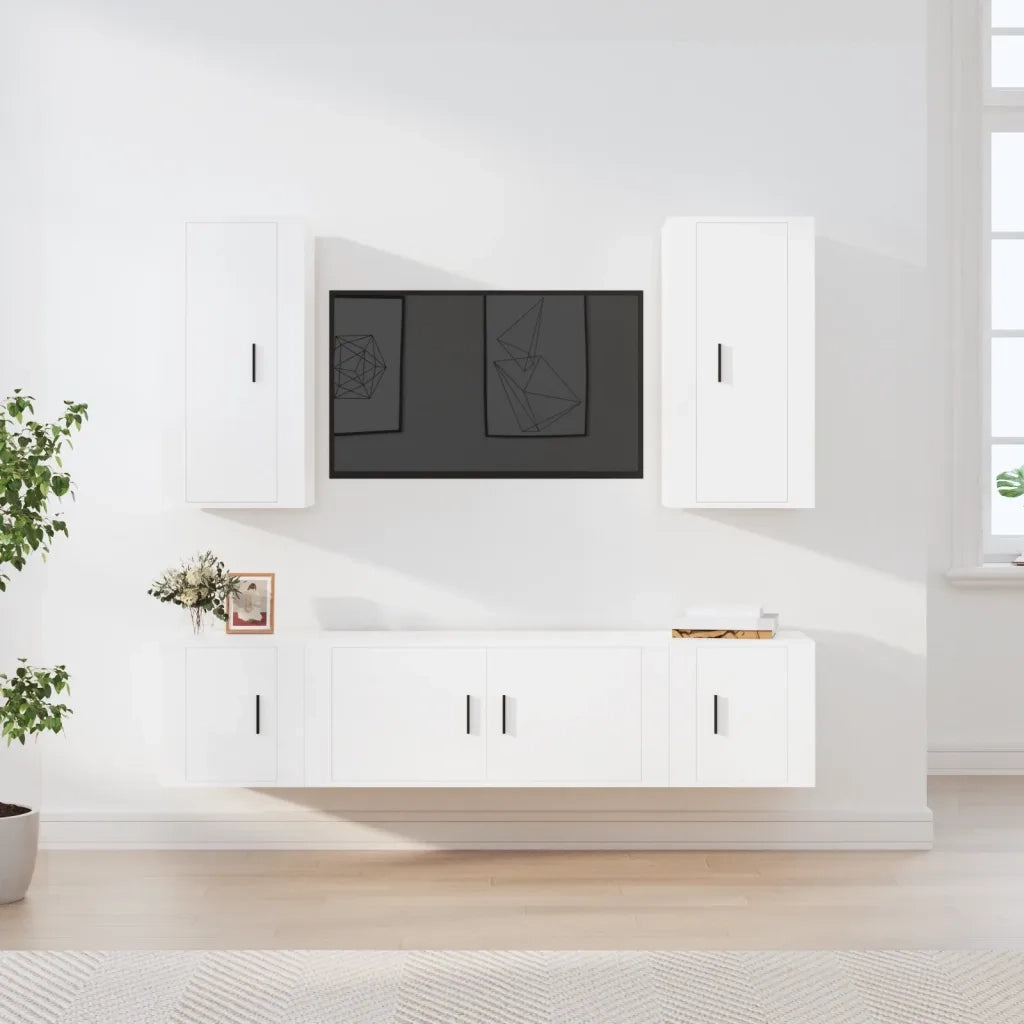 Set di Mobili Porta TV 5 pz Bianco in Legno Multistrato 3188678