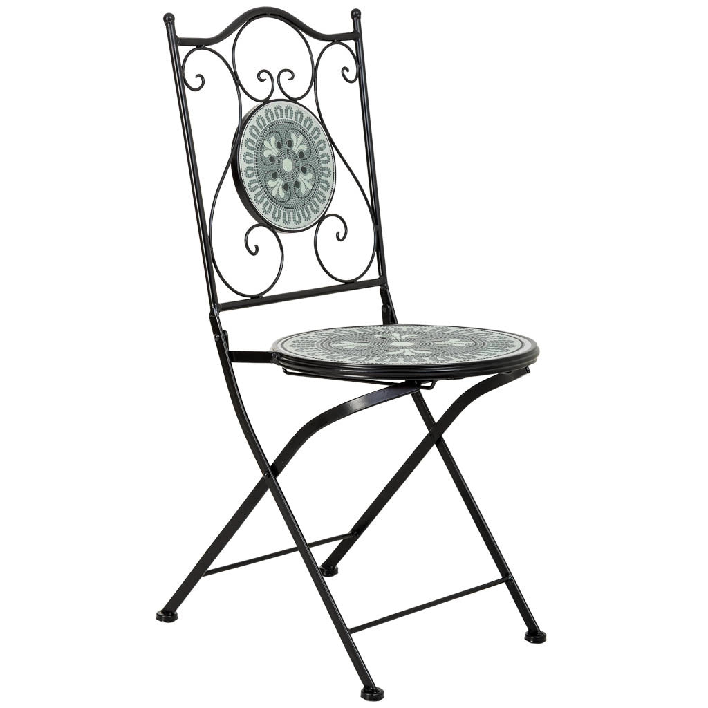 Set tavolo e 2 sedie in metallo, 60x60x75h cm, 38x46x90h cm