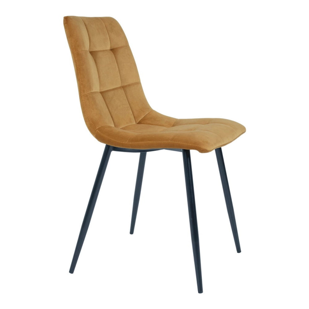 Set 2 sedie da pranzo Middelfart in velluto giallo senape con gambe nere