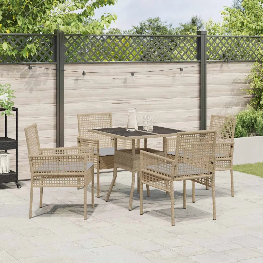 Set da Pranzo per Giardino 5 pcs Beige polyrattan 3334930