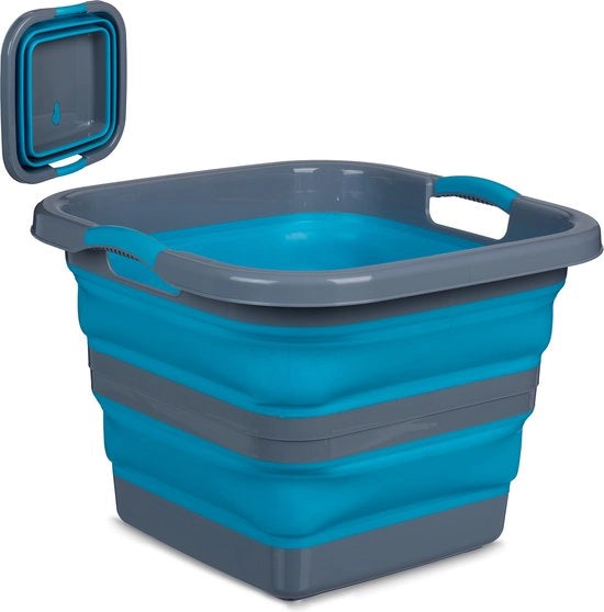 Waschettongiocabile - 40 litri - scarico - cestino per la spazzatura - asciugamani da bagno - blu-grigio