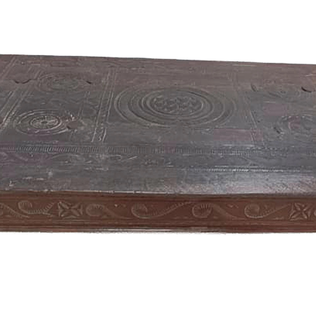 Tavolino in legno artigianale marrone 141x86x37h cm