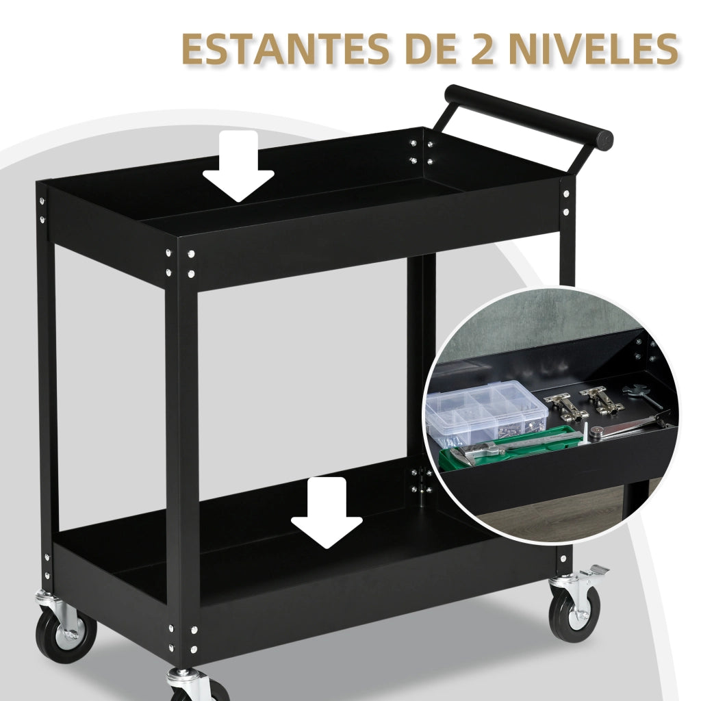 Carrello Portautensili ¨C zephmum ¨C Nero Acciaio 84.5x38x84 cm
