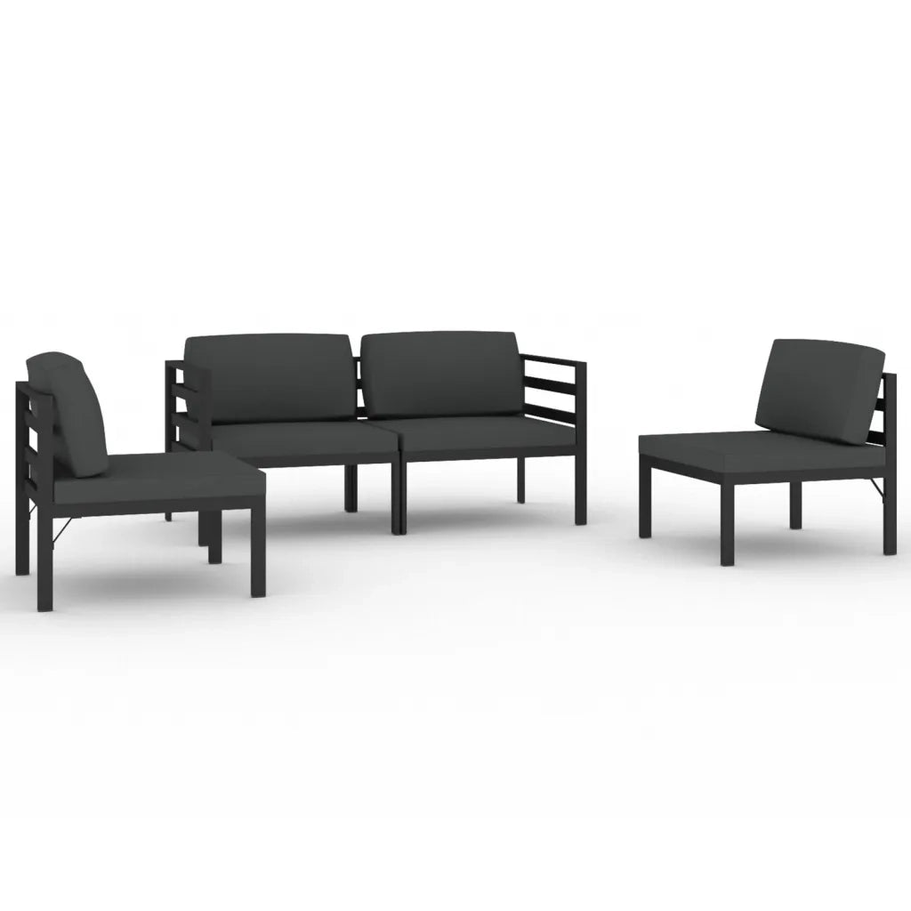Set Divani da Giardino 4 pz con Cuscini in Alluminio Antracite cod mxl 41599