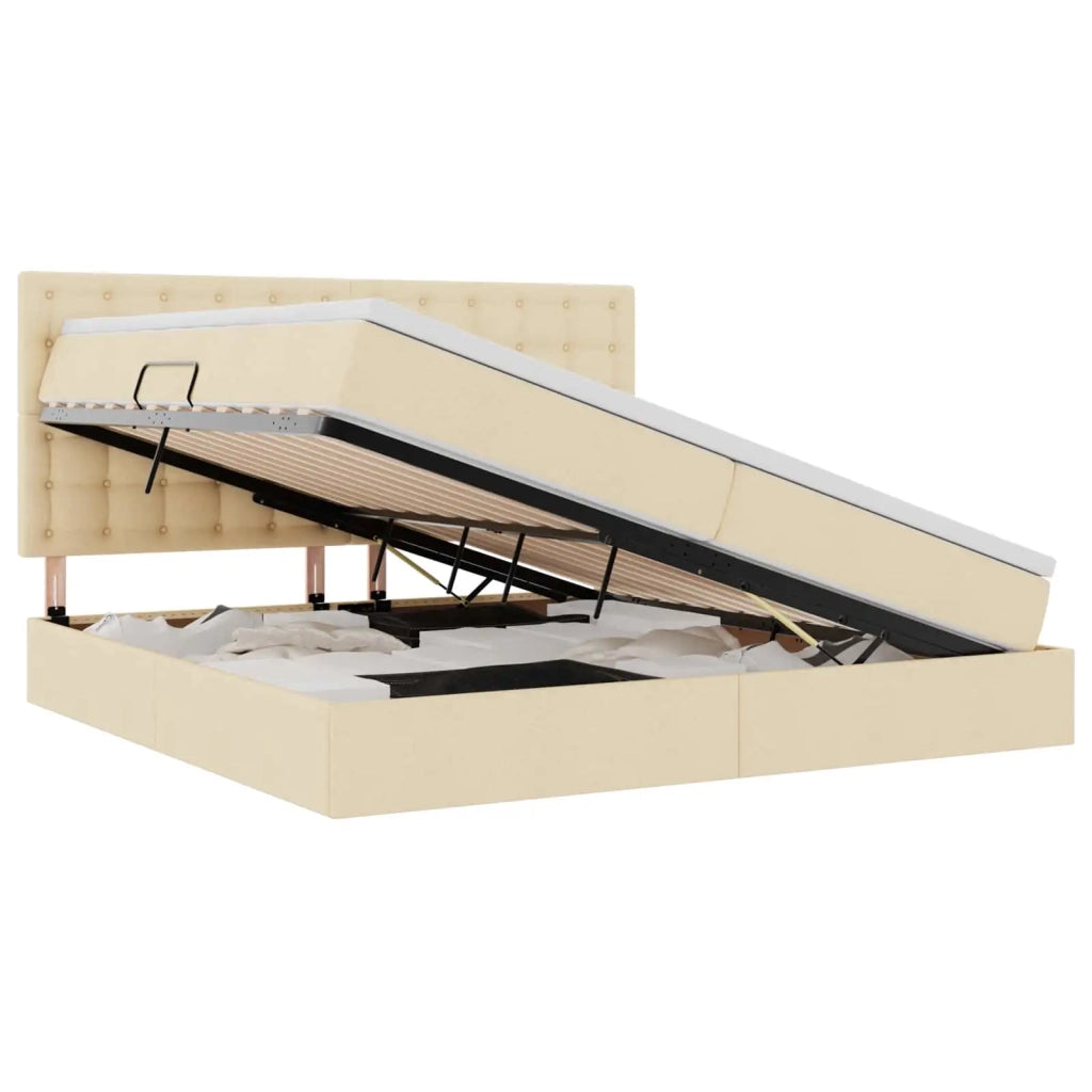 Letto con contenitore e LED Crema 200 x 200 cm Poliestere 3372568