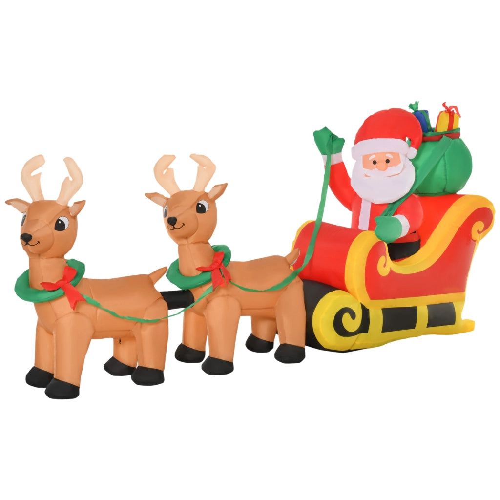 Babbo Natale Gonfiabile con Slitta e Renne ¨C Xylo ¨C Con Luci LED 240x57x112 cm