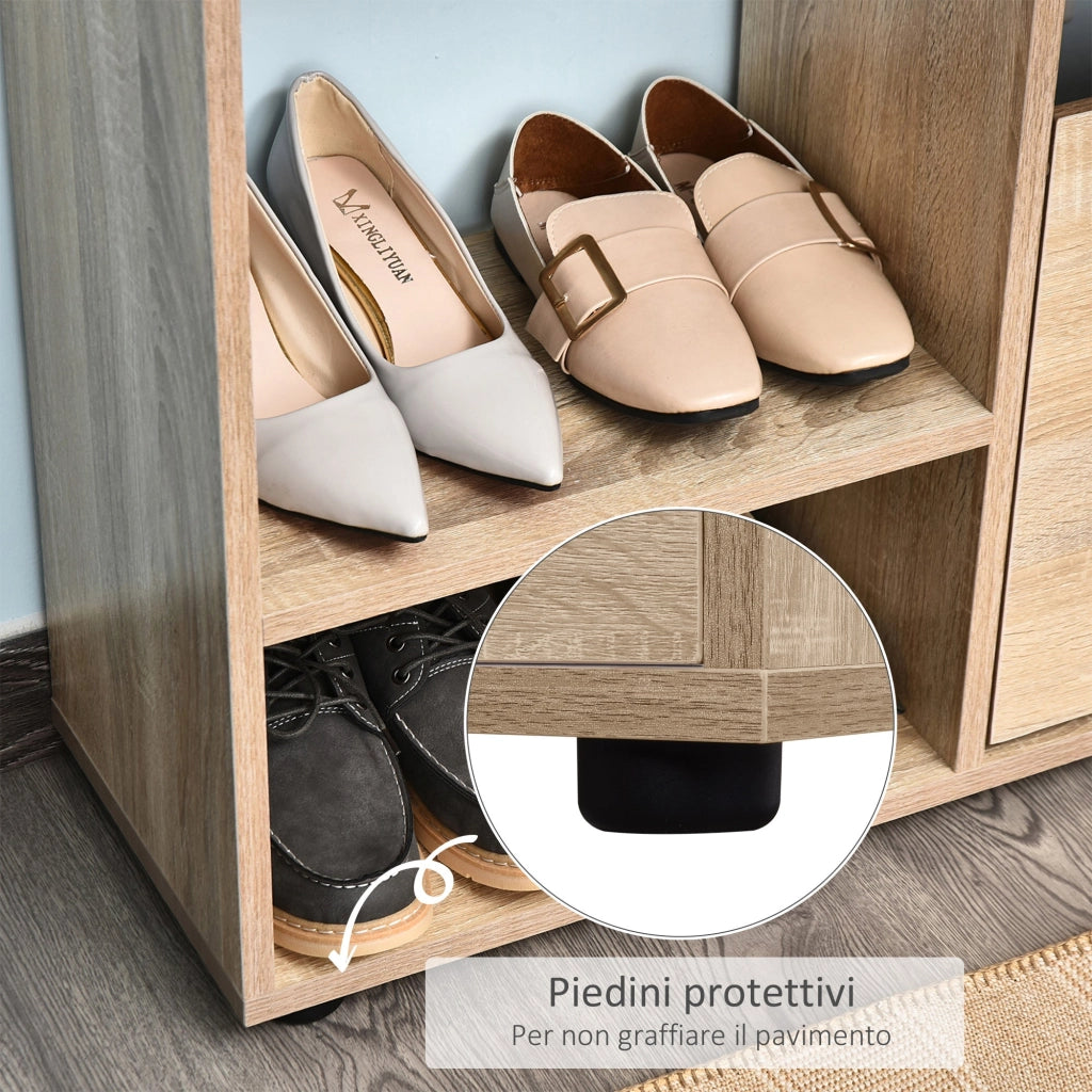 Scarpiera Salvaspazio 20 Paia da Ingresso in Legno Libreria 101.5x25.5x98 cm