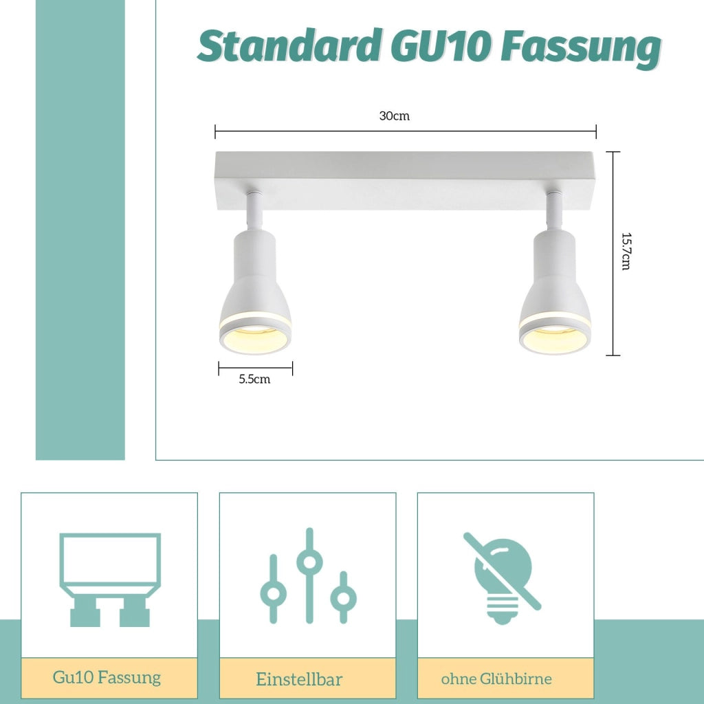 ZMH Faretto da soffitto LED bianchi 2 lampadine GU10 orientabili moderni per soggiorno