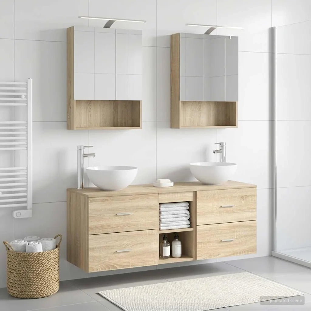 Set di mobili per il bagno 5 pcs Rovere Sonoma 3406721
