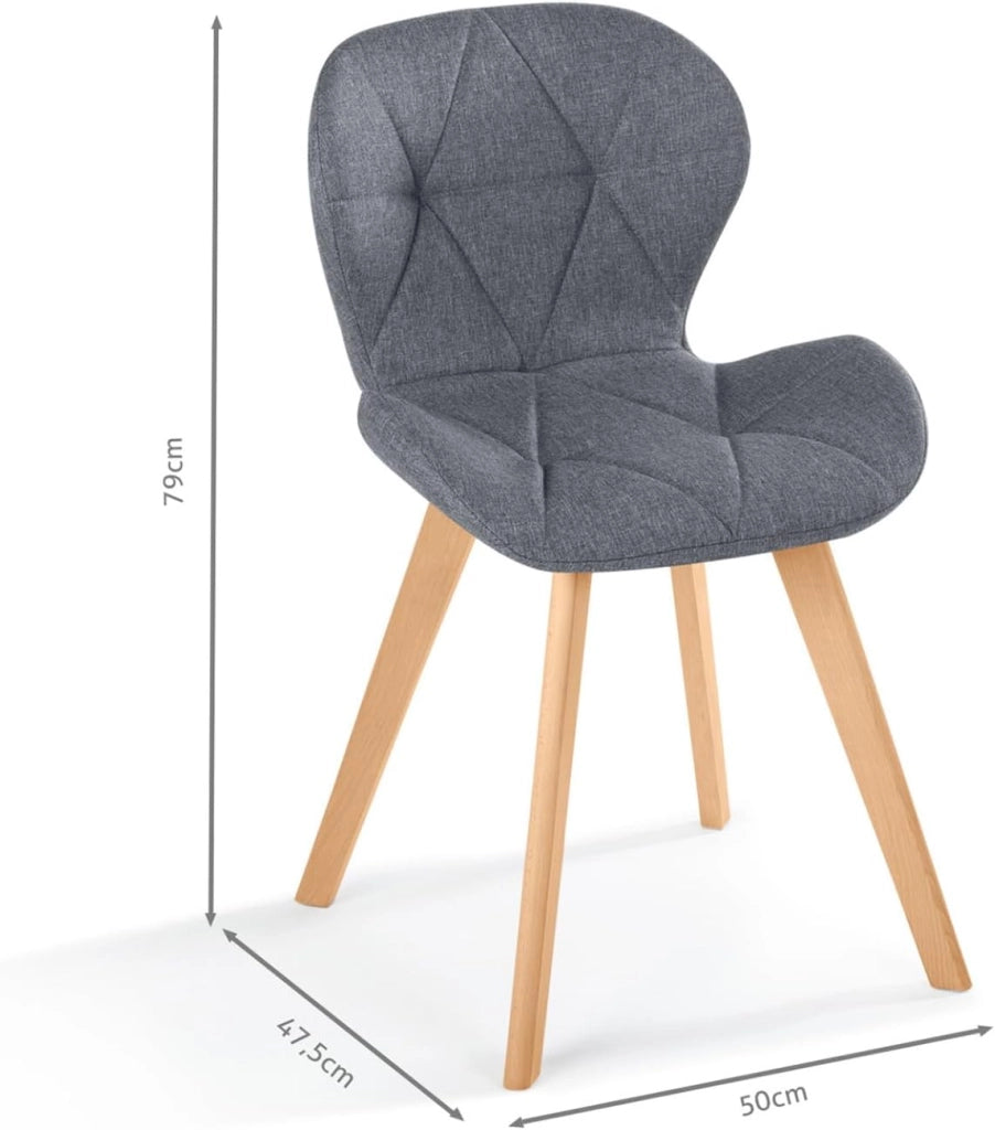Set di 4 sedie da pranzo in tessuto grigio scuro ROBINE
