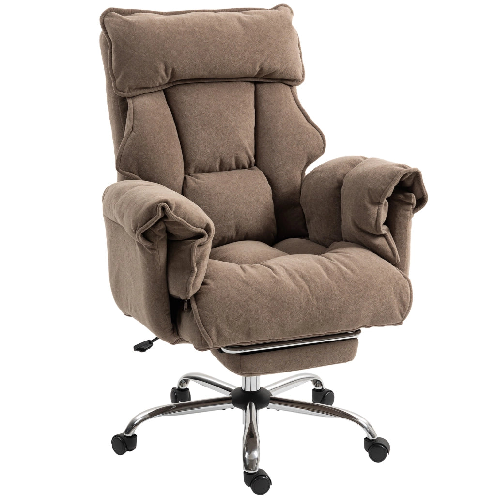 Sedia da ufficio ergonomica ¨C zephmum ¨C schienale regolabile, poggiapiedi, tessuto beige chiaro