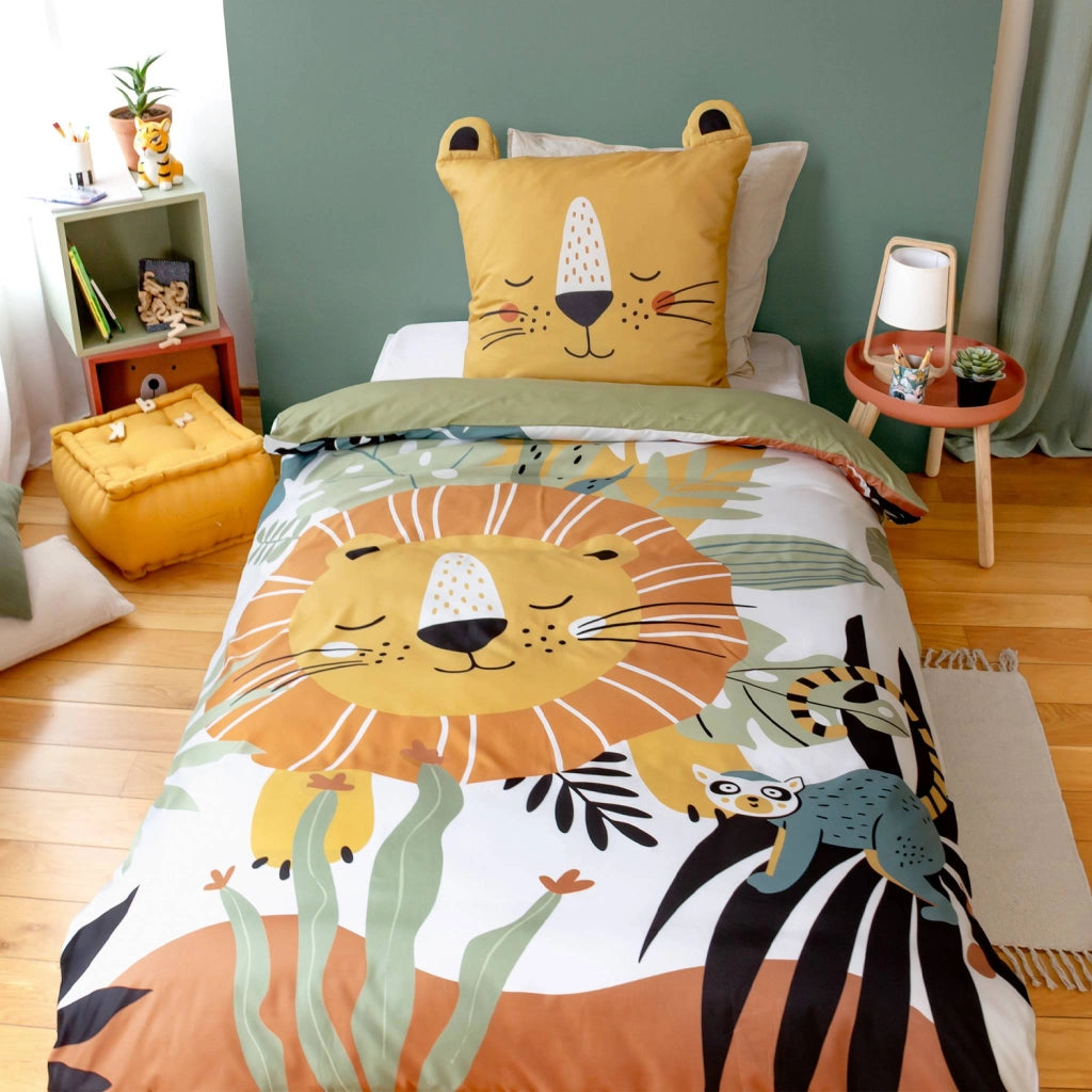 Set biancheria da letto in microfibra reversibile con stampa savana,
