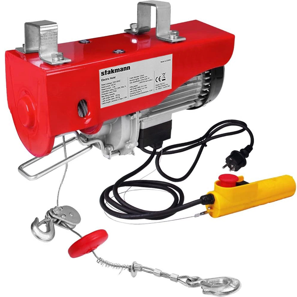Argano Montacarico Paranco Elettrico Verricello Sollevatore Carico 125 - 250 kg Rosso