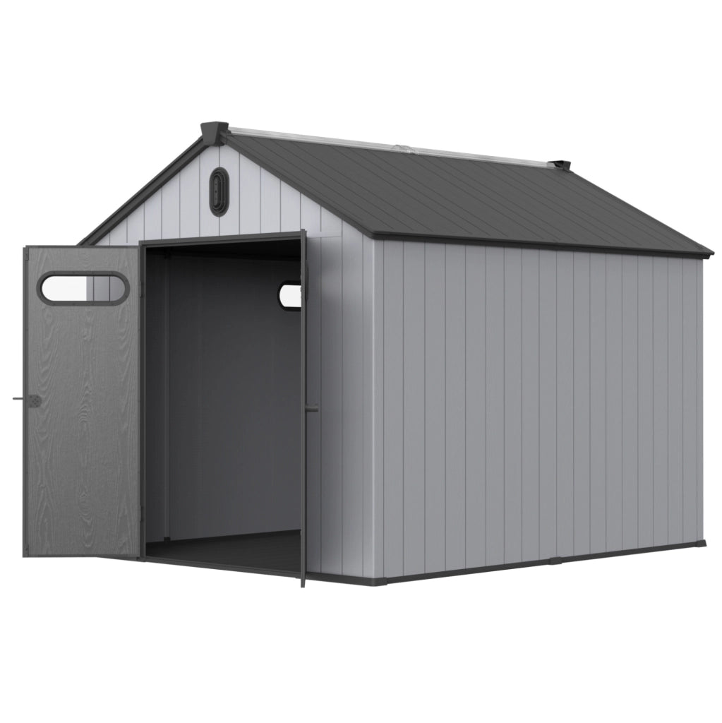 Casetta da giardino in resina a doppia parete 235×285×231 cm grigio e bianco