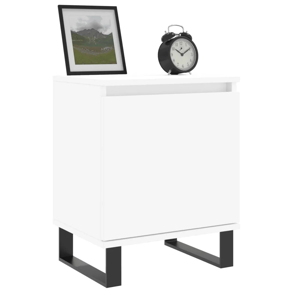 Comodini 2 pz Bianco Lucido 40x30x50 cm in Legno Multistrato 826849