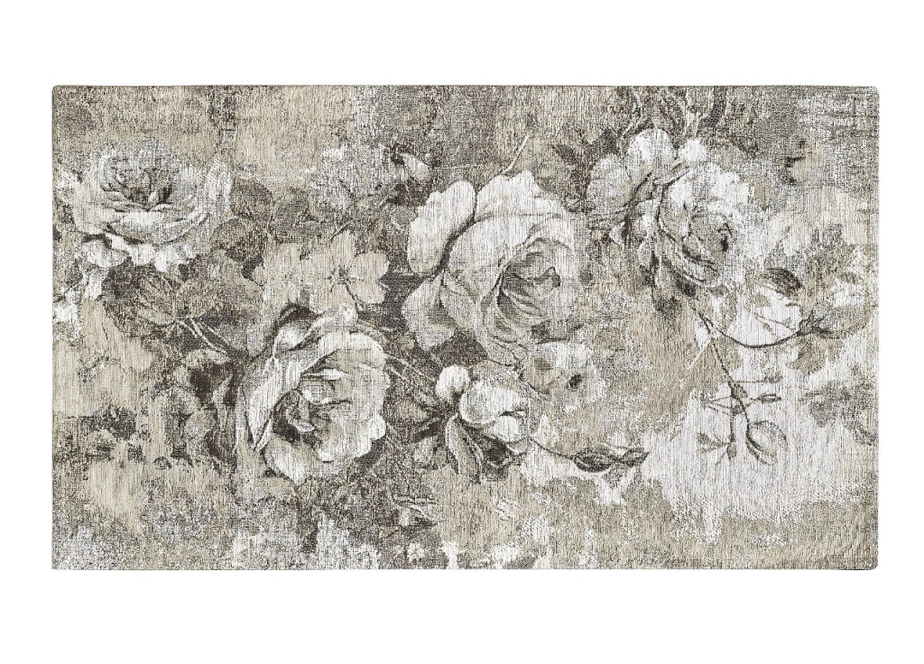 Tappeto Arredo Salotto Antiscivolo Scendiletto Camera Dis. Rose By Suardi - 140x200 - Tortora