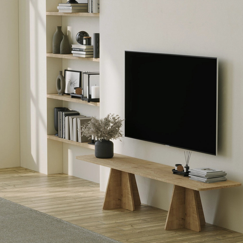 Cairano, Mobile Porta tv Peso Supportato 40 kg, 180x42x40h cm Marrone Rovere