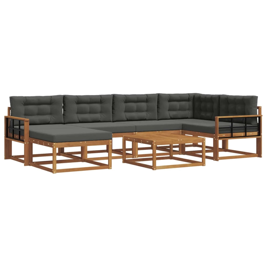 Set di divani da esterno con cuscino 7 pcs Naturale e Antracite
