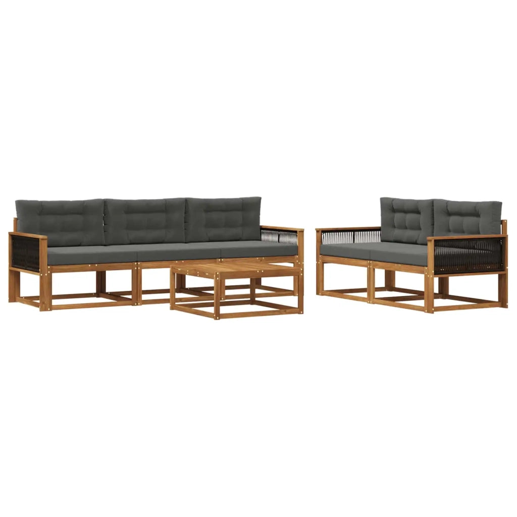 Set di divani da esterno con cuscino 6 pcs Naturale e Antracite 3382345