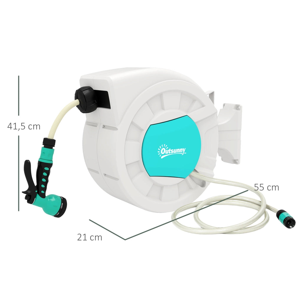 Carrete di Tubo Retrattile 20+2 m con Supporto Lancia 7 Funzioni e Blocco Automatico ¨C zephmum ¨C Grigio