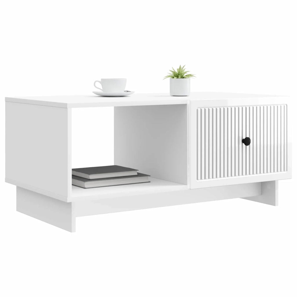 Tavolino da salotto Bianco Lucido 90 x 50 x 40 cm 894039