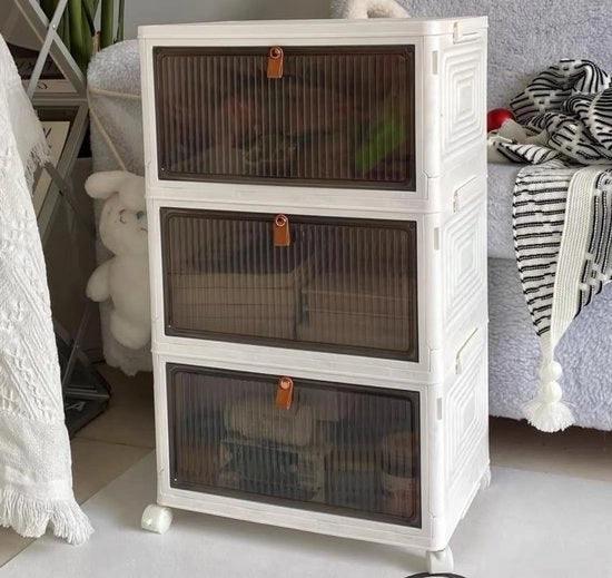 Cassa di Stoccaggio con Ruote, Tavolo da Notte in Plastica per Abbigliamento, Scarpe e Giochi, Ideale per l'Organizzazione e la Risparmio di Spazio
