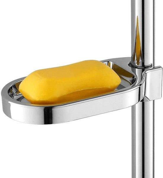 Dispensatore di sapone - Raccoglitore di sapone - Manico doccia con dispensatore di sapone - Dispensatore di sapone - Contenitore di sapone - ABS - 17 x 8,5 cm - Finitura in acciaio inox
