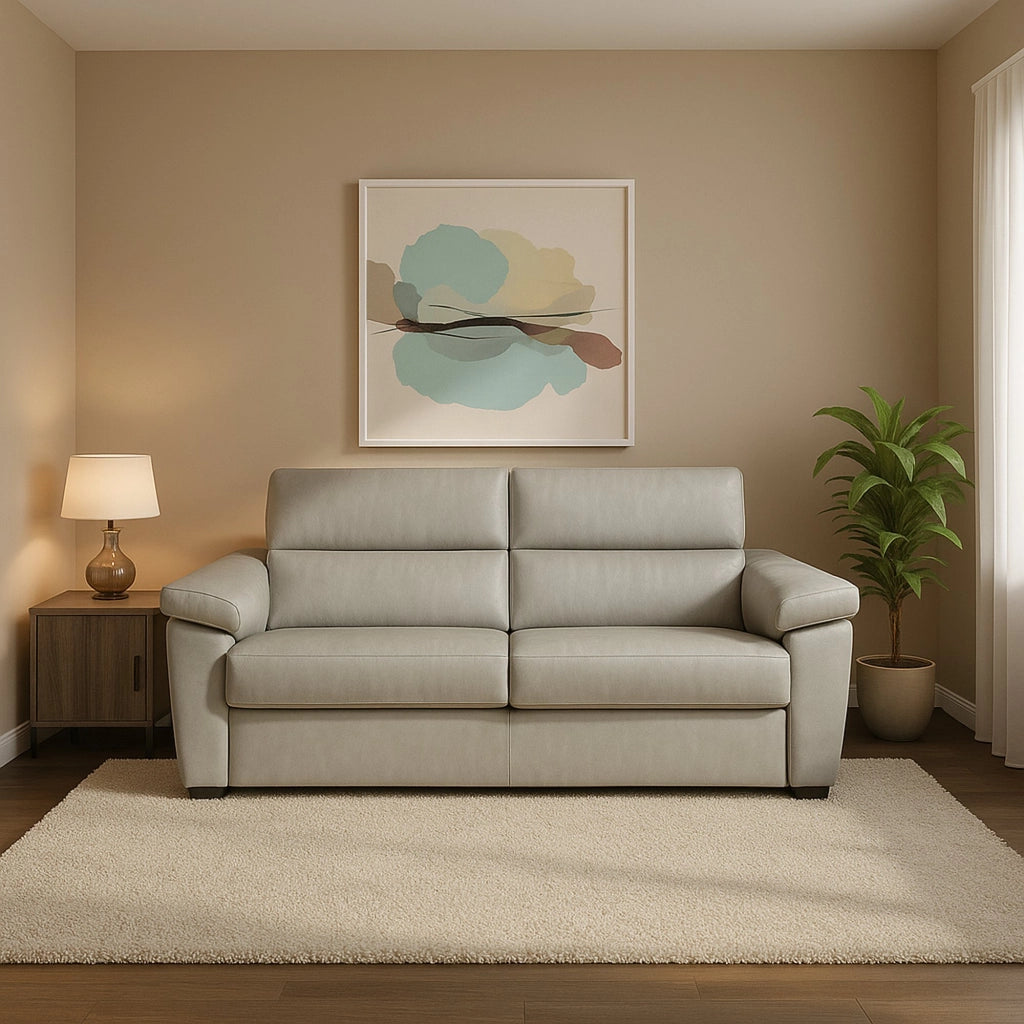 Salorno, Divano Letto 2 Posti Sfoderabile Made in Italy, 185x95 cm Grigio Chiaro
