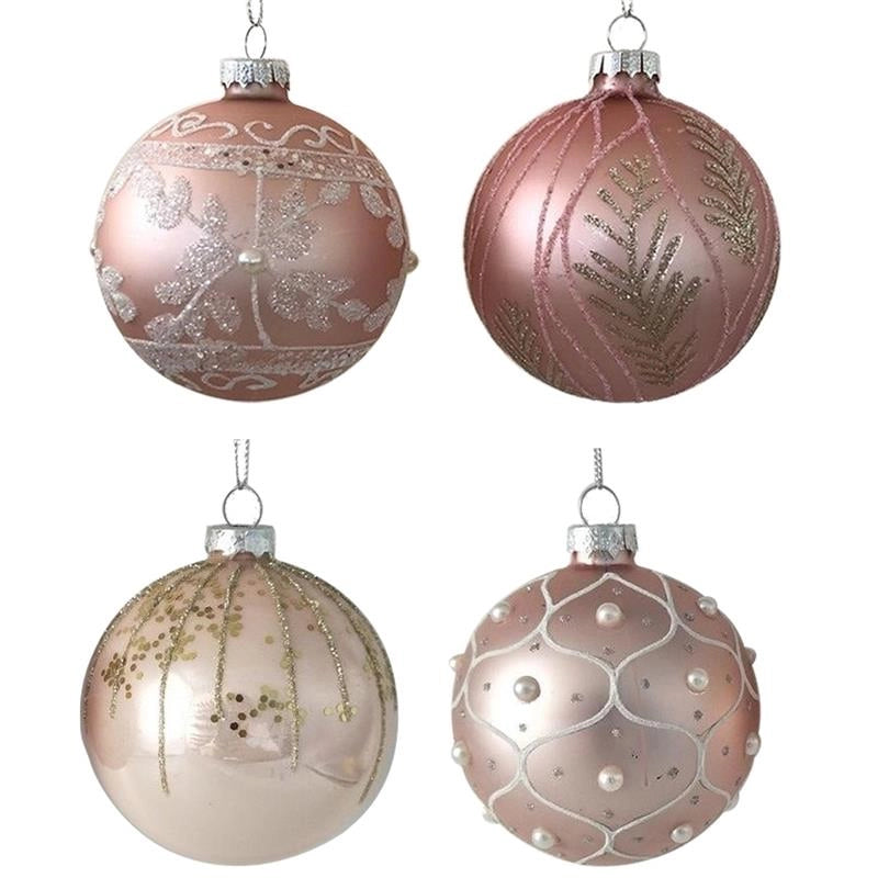 MAURY'S SFERA NATALIZIA CON LACCIO REALIZZATA IN VETRO DA 8 CM COLORE ROSA