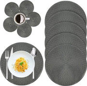 Set di piatti rotondi e sottopiatte da 6, piatti rotondi in fibra di 15 pollici, piatti in PP antiscivolo lavabili e termoresistenti per cucina tavola da pranzo ristorante festa di Natale (grigio 12 pezzi)