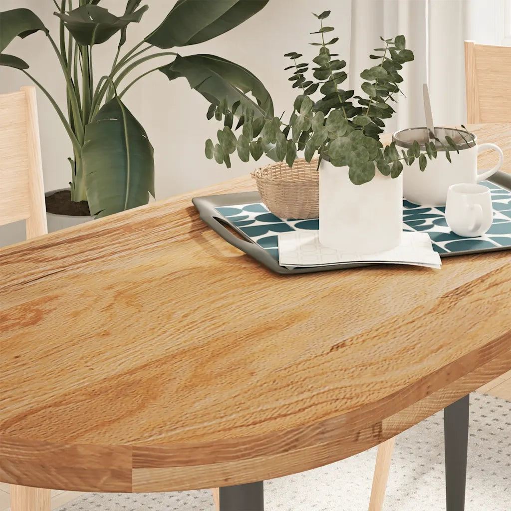 Piano Tavolo Marrone Chiaro 140x60x4cm in Rovere Massello Ovale 4009076