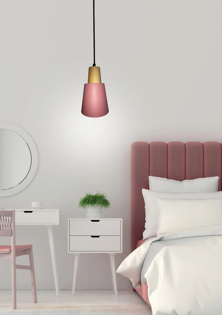 Lampada a sospensione Candellux Faro E27 rosa legno 17cm