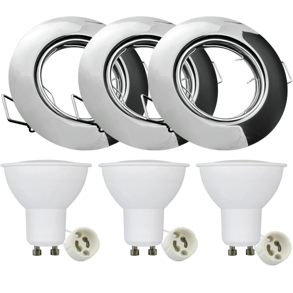 3 faretti incasso tondi cromati GU10 LED Polux OLIN