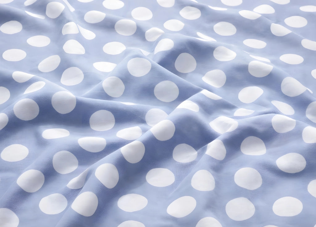 Completo Lenzuola Letto In 100% Cotone Made Italy Disegno Pois - Piazza E Mezza - Azzurro
