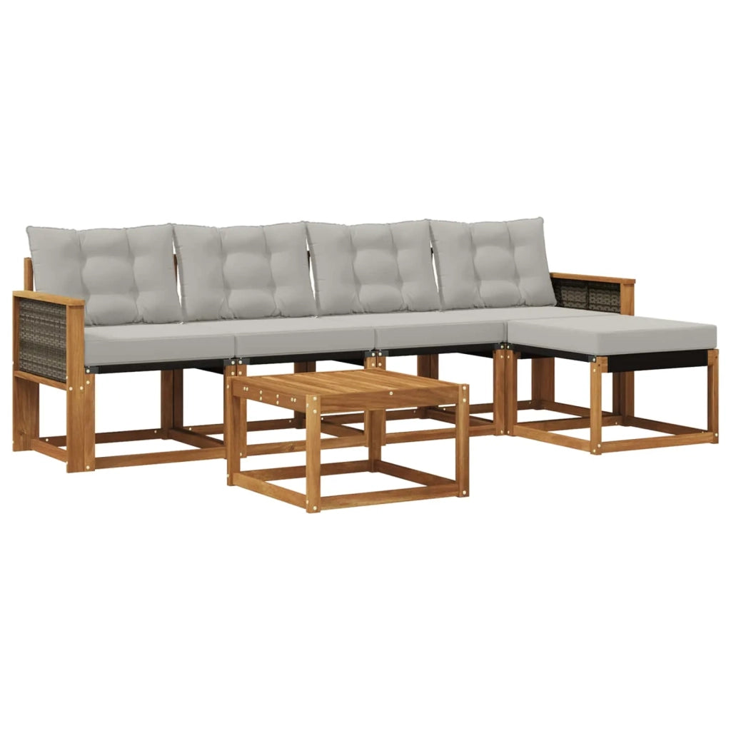 Set di divani da esterno 6 pz Naturale e Grigio Chiaro 3381899