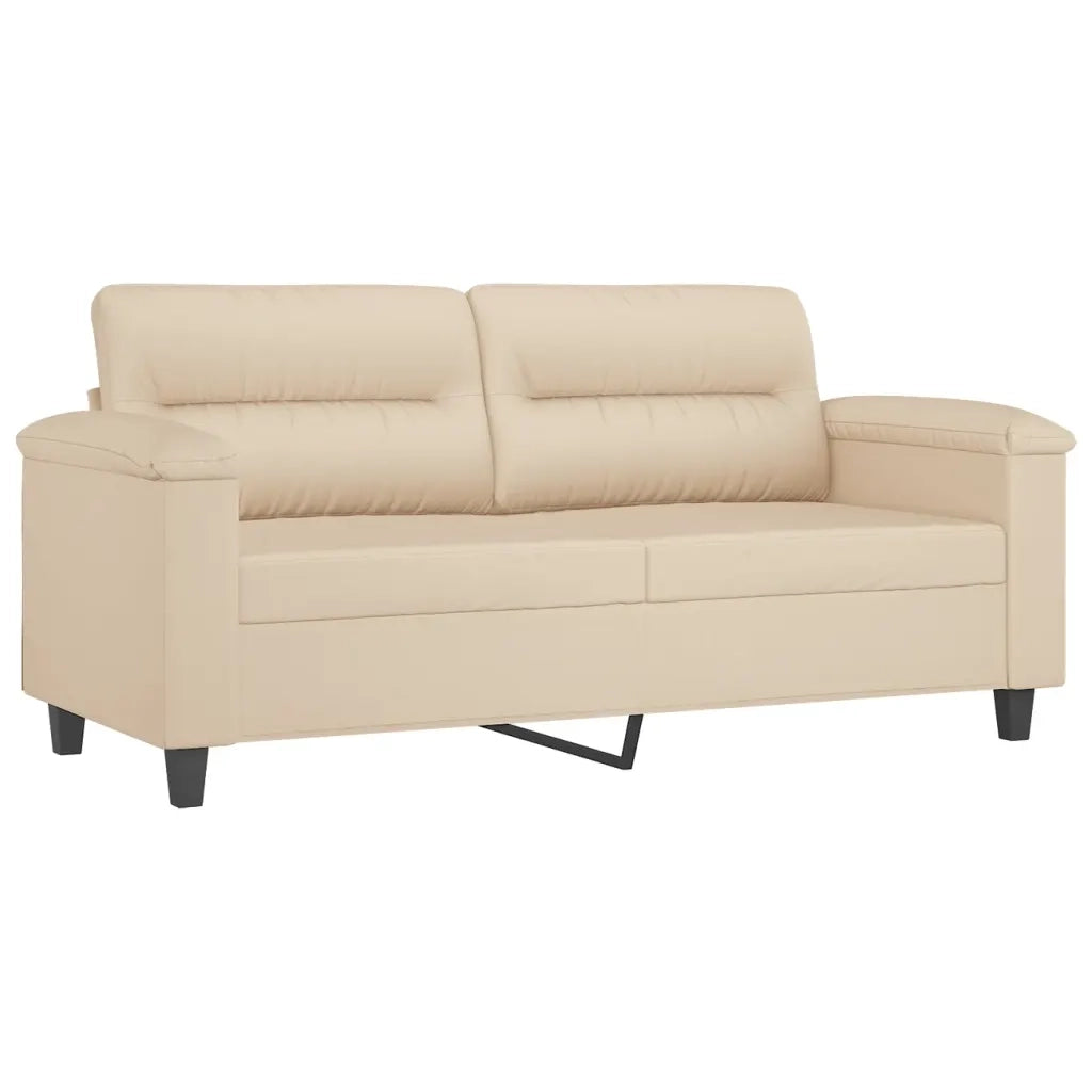 Divano a 2 Posti con Cuscini Crema 140 cm Tessuto Microfibra 3200975