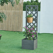 Fioriera con Spalliera Amstelveen per Piante Rampicanti 135 x 40 x 30 cm Grigio [en.casa]