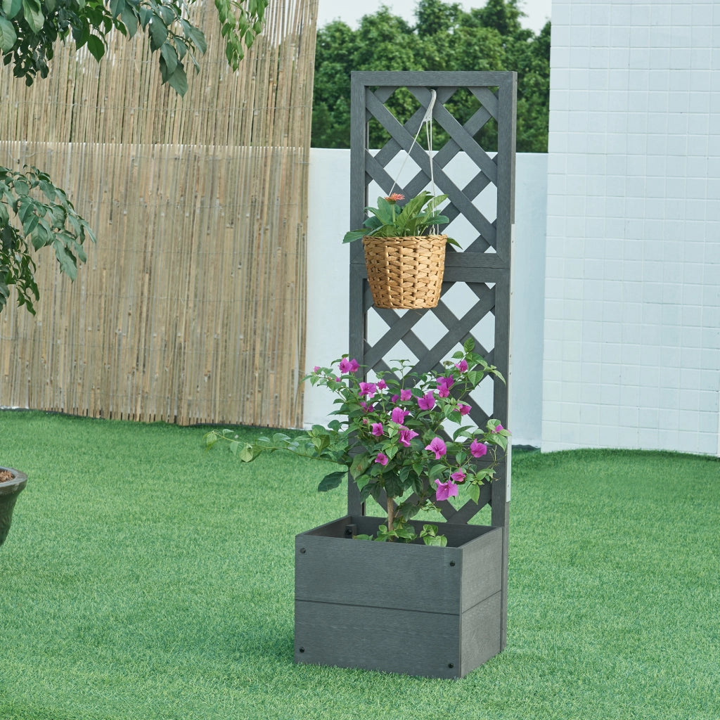 Fioriera con Spalliera Amstelveen per Piante Rampicanti 135 x 40 x 30 cm Grigio [en.casa]