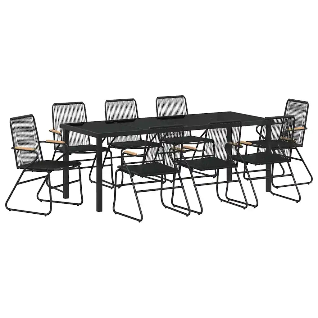 Set da Pranzo per Giardino 9 pcs Nero 3379176