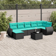 Set Divani da Giardino 8 pz con Cuscini Nero in Polyrattan 3221686