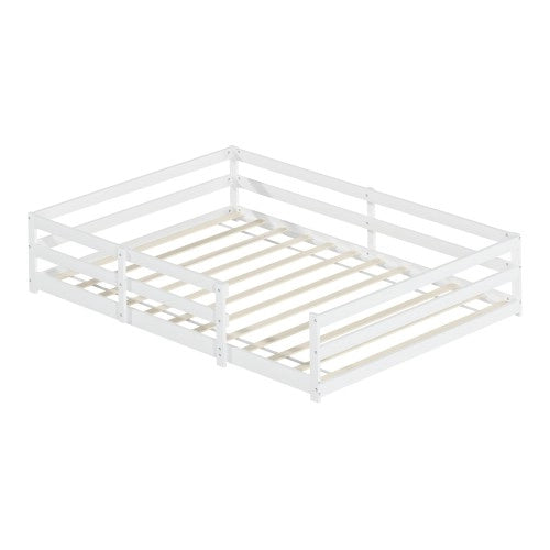 Letto Montessori in legno 140x200 bianco; sponde 4 lati; senza doghe; montaggio facile