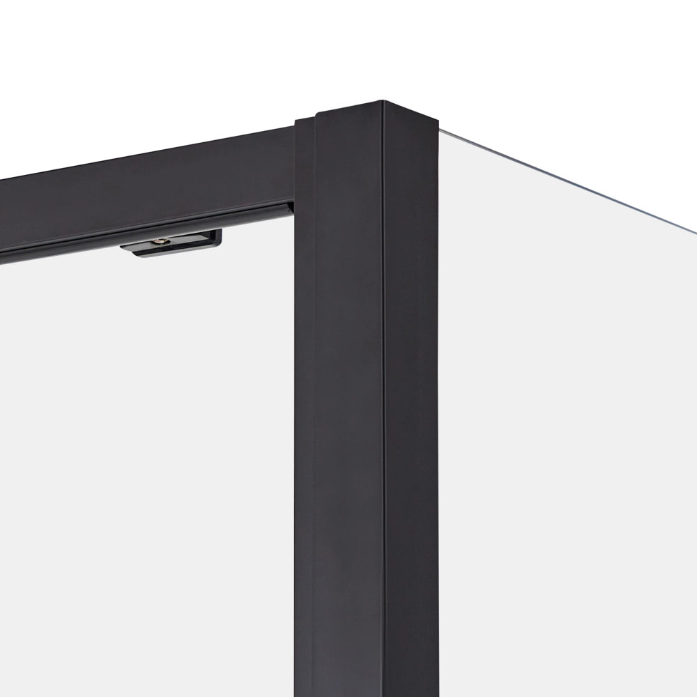 Box Doccia Vetro Temperato nero Cornice Alluminio Anta Singola 80x100x185cm