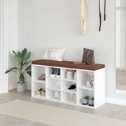 Panca Porta Scarpe Bianco Lucido 103x30x48 cm Legno Multistrato 342611