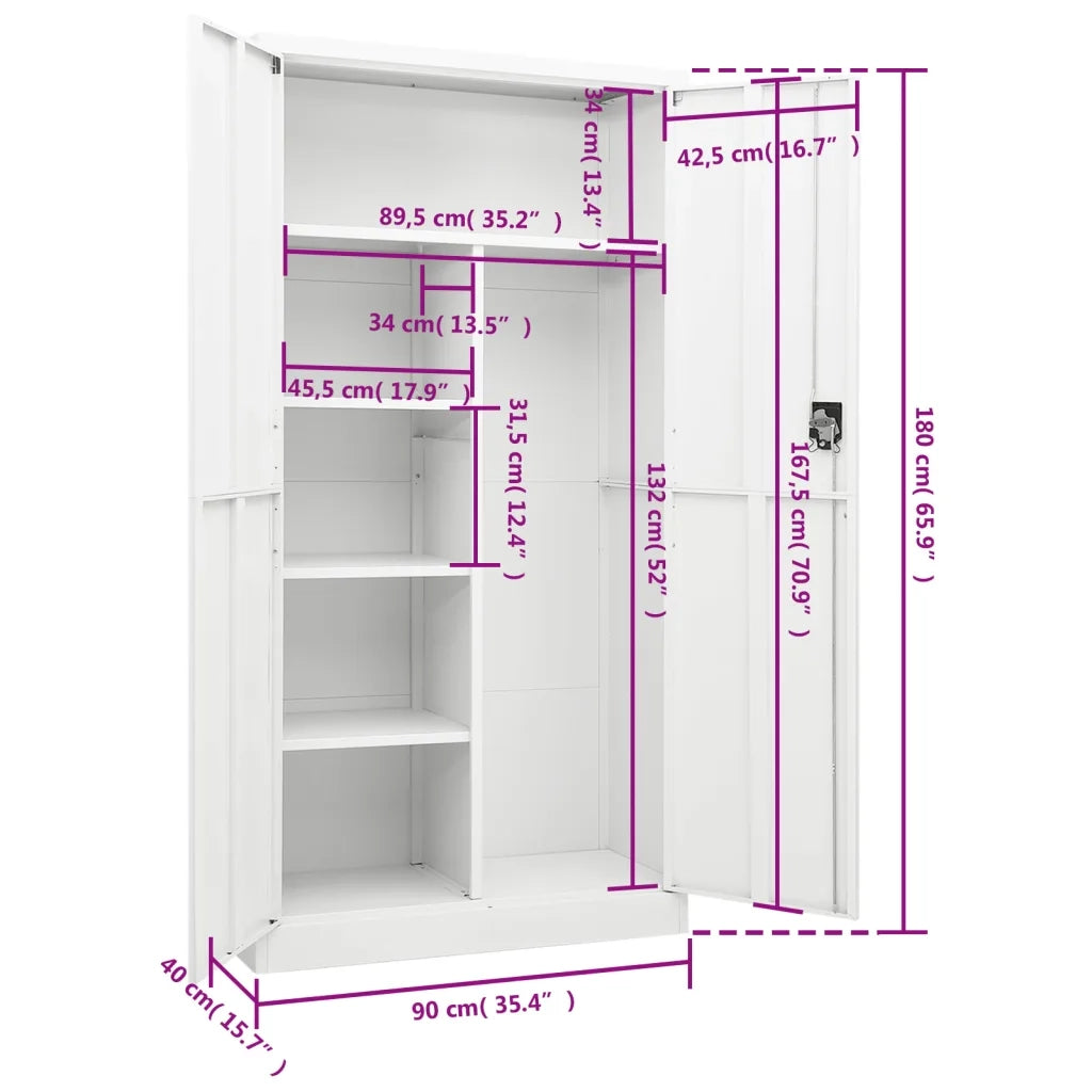 Armadio con Ripiani Bianco 90x40x180 cm in Acciaio CFW1772198