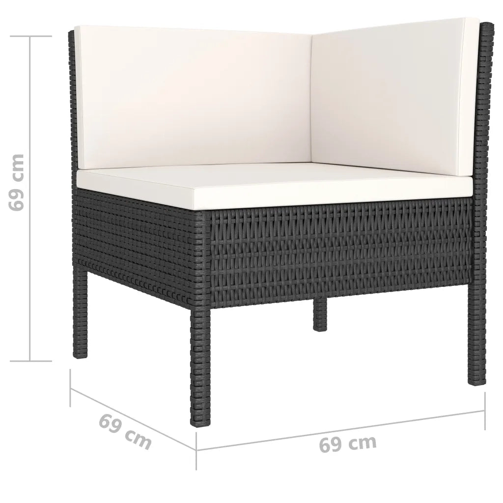 Set Divani da Giardino 10 pz con Cuscini in Polyrattan Nero 3056974