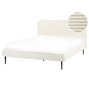 Letto bianco sporco velluto a coste testiera con rete a doghe 160 x 200 cm design minimalista