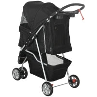 Passeggino per Cani Piccoli Pieghevole con Ruote Girevoli e Freno, 75x45x97 cm, Nero