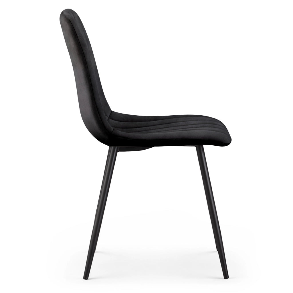 Set di 8 Sedie in velluto trapuntate LIVO Nero gambe nere